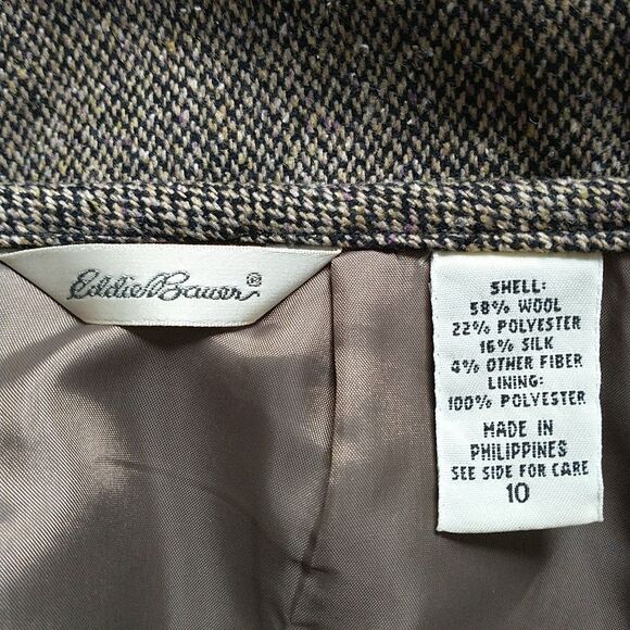 Eddie Bauer Pencil Skirt 10 Brown Tweed Wool Silk Blend Academia English Office - Picture 5 of 6